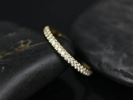 Kierra 14kt Gold French Pave Diamond HALFWAY Eternity Ring - Rosados Box