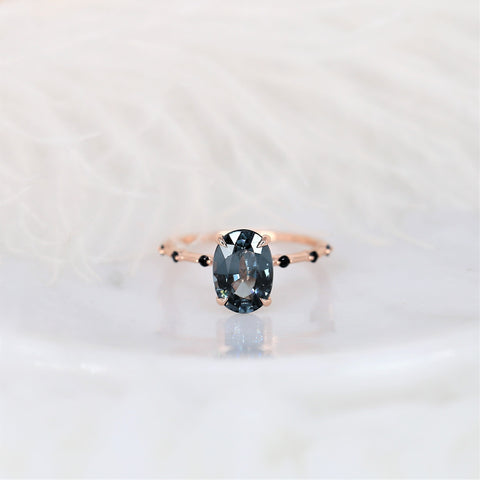 2.49ct Ready to Ship Alix 14kt Rose Gold Chrome Purple Spinel Diamond Dainty Oval Solitaire Ring - Rosados Box