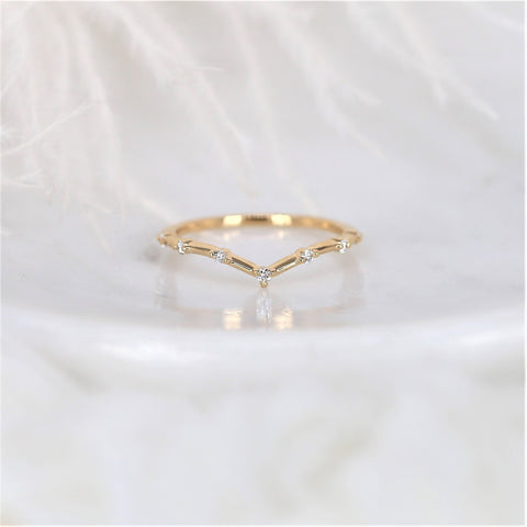 Constellation 14kt Gold Single Prong Diamond Chevron Ring - Rosados Box