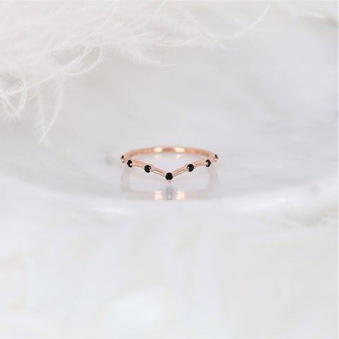 Constellation 14kt Rose Gold Black Diamond Chevron Ring - Rosados Box