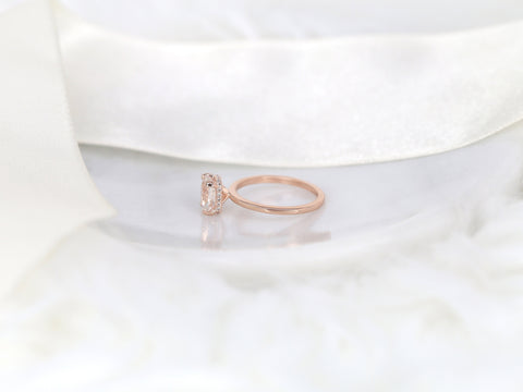 1.79ct Ready to Ship Tansy 14kt Rose Gold Faint Blush Champagne Sapphire Cushion Hidden Halo Ring - Rosados Box