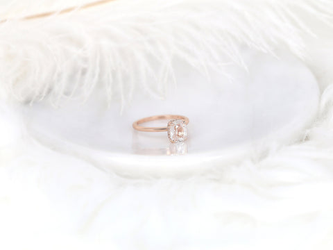 1.79ct Ready to Ship Tansy 14kt Rose Gold Faint Blush Champagne Sapphire Cushion Hidden Halo Ring - Rosados Box