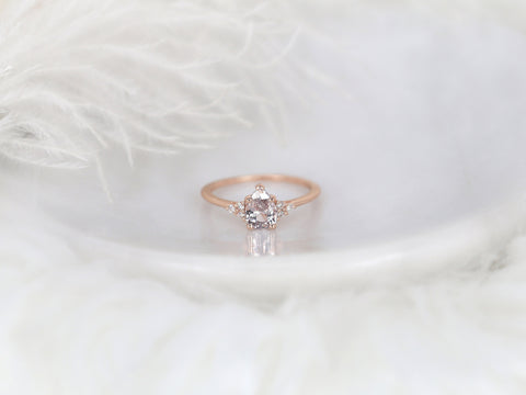 1.14ct Ready to Ship Juliet 14kt Rose Gold Blush Champagne Sapphire Diamond Cluster Ring - Rosados Box