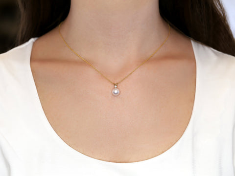 Mia 14kt Gold Diamond and Akoya Pearl Necklace - Rosados Box