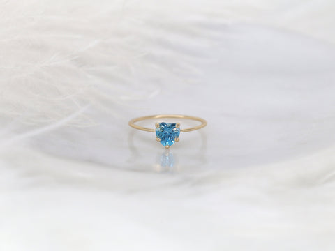 Ultra Petite Heartley 14kt Gold Blue Topaz Heart Ring - Rosados Box