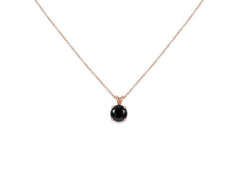 Donna 8mm 14kt Rose Gold Black Onyx Solitaire Necklace,Unique Black Onyx Necklace,Gift For Her,Anniversary Gift,Birthday Gift - Rosados Box