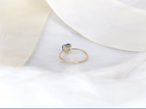 Ultra Petite Heartley 14kt Gold Blue Topaz Heart Ring - Rosados Box