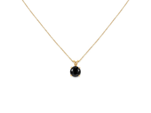 Ready to Ship Donna 6mm 14kt Rose Gold Black Onyx Dainty Solitaire Necklace,Minimalist Onyx Necklace,Gift For Her,Anniversary Gift,Birthday