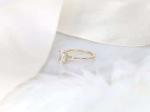 1.44ct Ready to Ship Alix 14kt Gold Diamond Dainty Minimalist Oval Solitaire Ring - Rosados Box