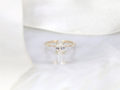 1.44ct Ready to Ship Alix 14kt Gold Diamond Dainty Minimalist Oval Solitaire Ring - Rosados Box