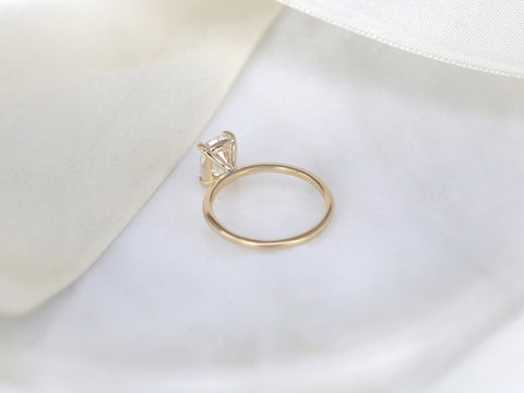 1.50ct Lola 8x6mm 14kt Gold Moissanite Ultra Dainty Elongated Cushion Solitaire Ring - Rosados Box