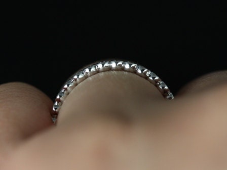 Ready to Ship Petite Bubbles (Size 6) 14kt White Gold Bezel WITHOUT Milgrain Diamond FULL Eternity Band Dainty Ring - Rosados Box