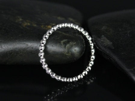 Ready to Ship Petite Bubbles (Size 6) 14kt White Gold Bezel WITHOUT Milgrain Diamond FULL Eternity Band Dainty Ring - Rosados Box