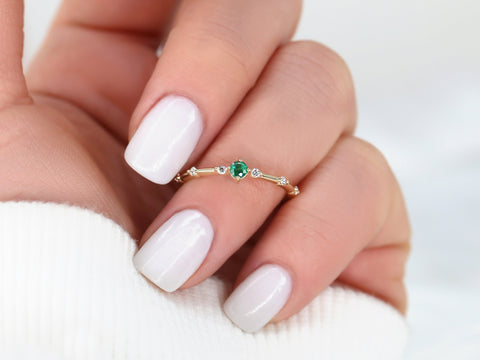 Cosmo 3mm 14kt Gold Birthstone Ring,Dainty Birthday Ring,Birthstone Jewelry,Unique Cluster Ring,Birthday Gift,Gift For Her,Emerald Ring