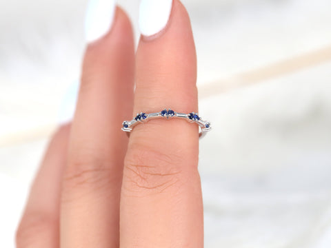 Dottie 14kt Gold Blue Sapphire HALFWAY Eternity Ring - Rosados Box