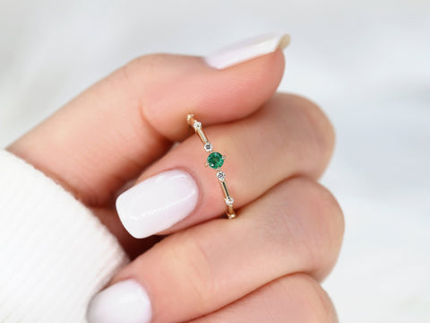 Cosmo 3mm 14kt Gold Birthstone Ring,Dainty Birthday Ring,Birthstone Jewelry,Unique Cluster Ring,Birthday Gift,Gift For Her,Emerald Ring