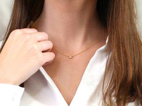 Ultra Petite Betty 14kt Gold Moissanite Necklace