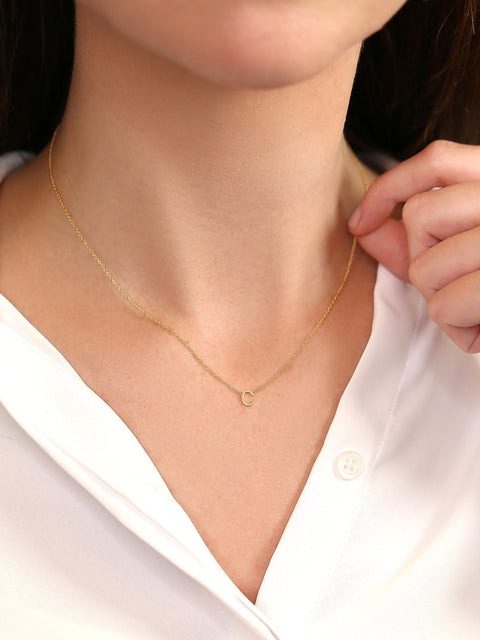 Solo 14kt Solid Gold Initial Necklace - Rosados Box