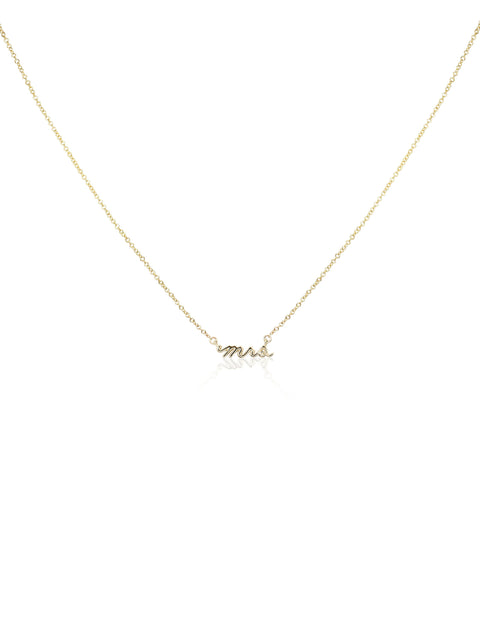 Mrs 14kt Solid Gold Dainty Minimalist Necklace