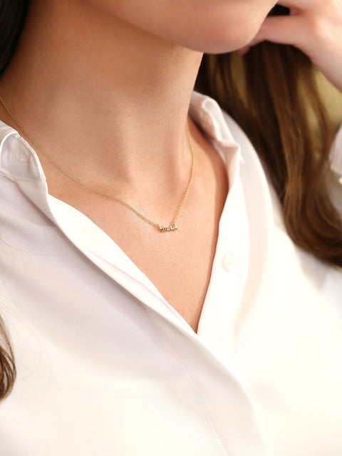 Mrs 14kt Solid Gold Dainty Minimalist Necklace