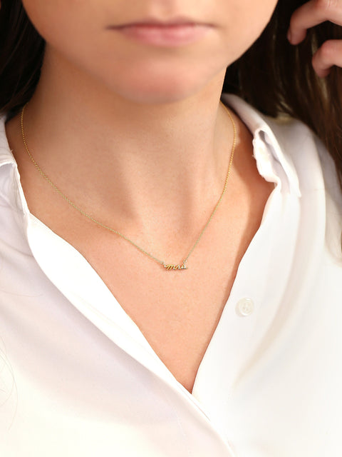 Mrs 14kt Solid Gold Dainty Minimalist Necklace