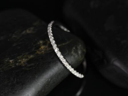 14kt White Gold Matching Band to Romani 7x5mm/8x6mm Rebecca HALFWAY Eternity Ring - Rosados Box