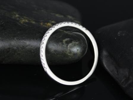 14kt White Gold Matching Band to Romani 7x5mm/8x6mm Rebecca HALFWAY Eternity Ring - Rosados Box