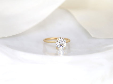 2ct Harper 9x7mm 14kt Gold Moissanite Diamond Dainty Pave Basket Oval Solitaire Ring,Oval Engagement Ring,Unique Minimalist Oval Ring