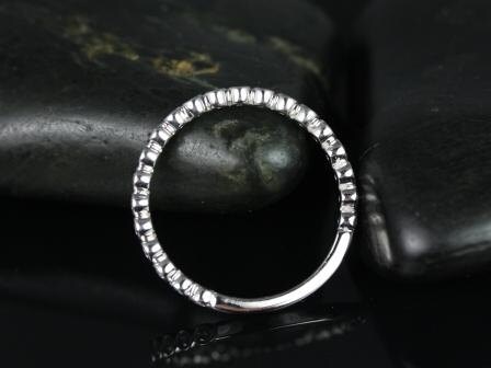 Petite Bubbles 14kt White Gold Diamonds Bezel WITHOUT Milgrain ALMOST Eternity Ring Stacking Ring - Rosados Box