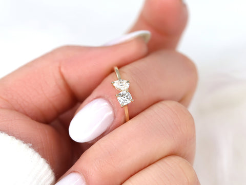 0.50ct Gemella 5x3mm + 4mm 14kt Gold Diamond Toi Et Moi Ring