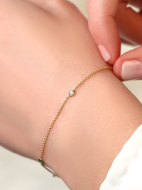 Brooke 14kt Gold Ultra Dainty Diamond Bracelet,Solitaire Diamond Bracelet,Single Diamond Bracelet,Gift For Her,Anniversary Gift