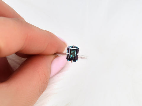 Ruth 8x6mm 14kt Gold Alexandrite Talon Prong Emerald Cut Solitaire Ring