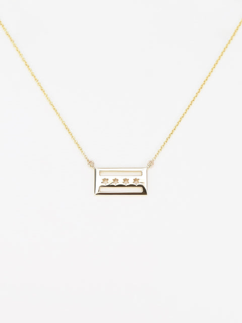 Chicago Flag 14kt Gold Necklace