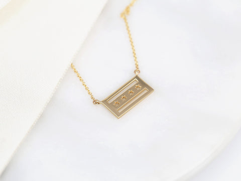 Chicago Flag 14kt Gold Necklace