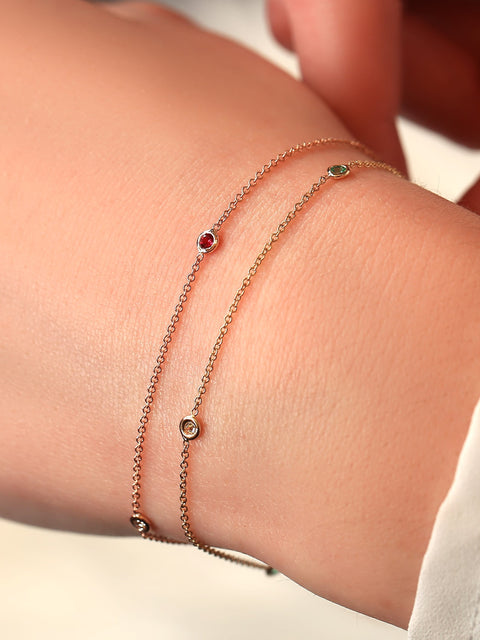 Claire 4.0 14kt Dainty Diamond Ruby Bracelet