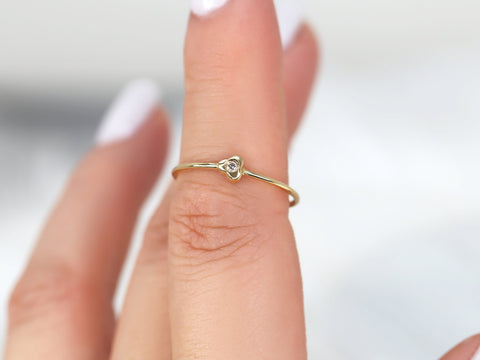 Ultra Petite Triage 14kt Gold Dainty Diamond Stacking Ring