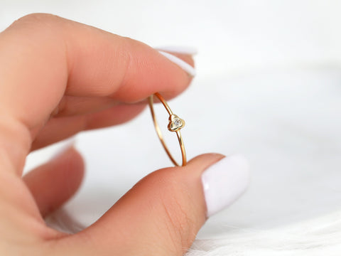 Ultra Petite Triage 14kt Gold Dainty Diamond Stacking Ring