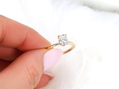 1ct Dakota 7x5mm 14kt Gold Moissanite Oval Solitaire Ring