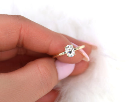 1ct Dakota 7x5mm 14kt Gold Moissanite Oval Solitaire Ring