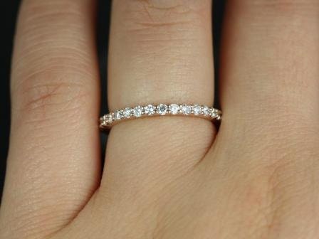 Ready to Ship Alice 14kt WHITE Gold Shared Prong Diamond ALMOST Eternity Ring - Rosados Box