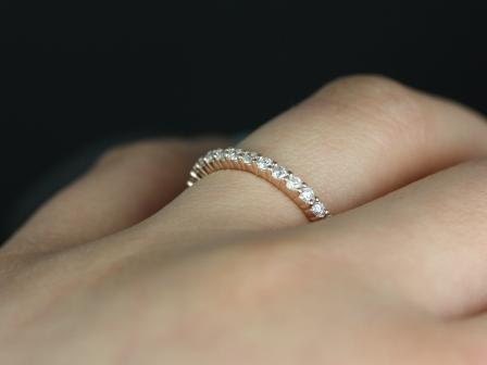 Ready to Ship Alice 14kt WHITE Gold Shared Prong Diamond ALMOST Eternity Ring - Rosados Box