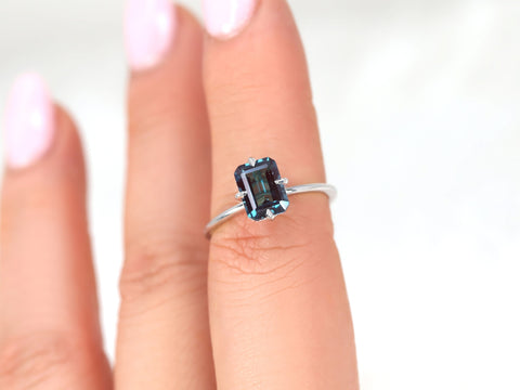 Ruth 8x6mm 14kt Gold Alexandrite Talon Prong Emerald Cut Solitaire Ring