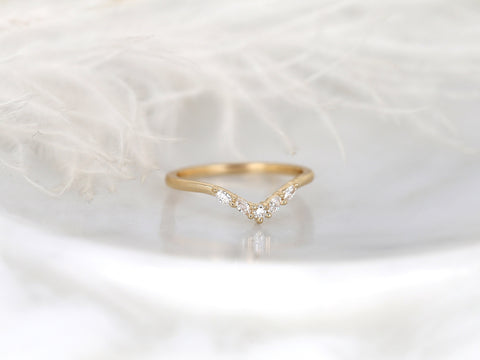 Rhae 14kt Gold Diamond Nesting Ring,Diamond Stacking Ring,Nature Curved Ring,Unique Wedding Ring,Gift For Her,Anniversary Ring,Unique Ring