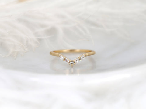 Rhae 14kt Gold Diamond Nesting Ring,Diamond Stacking Ring,Nature Curved Ring,Unique Wedding Ring,Gift For Her,Anniversary Ring,Unique Ring