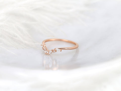 Azalea 14kt Gold Diamond Nesting Ring,Diamond Stacking Ring,Nature Curved Ring,Unique Wedding Ring,Gift For Her,Anniversary Ring,Unique Ring