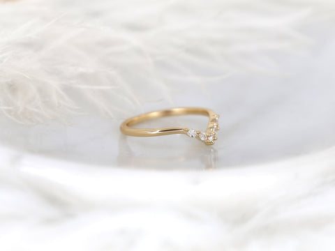 Rhae 14kt Gold Diamond Nesting Ring,Diamond Stacking Ring,Nature Curved Ring,Unique Wedding Ring,Gift For Her,Anniversary Ring,Unique Ring