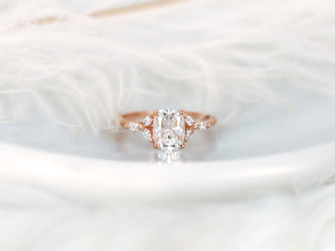 1.50ct Geneva 8x6mm 14kt Moissanite Diamond Three Stone Cushion Ring,Dainty Cluster Ring,Unique Cluster Ring,Cushion Cut Ring,Gift For Her