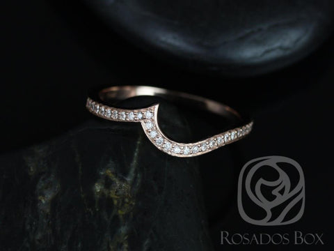 14kt Rose Gold Matching Band to Odala 5.5mm Curved Diamond HALFWAY Eternity Band Ring - Rosados Box