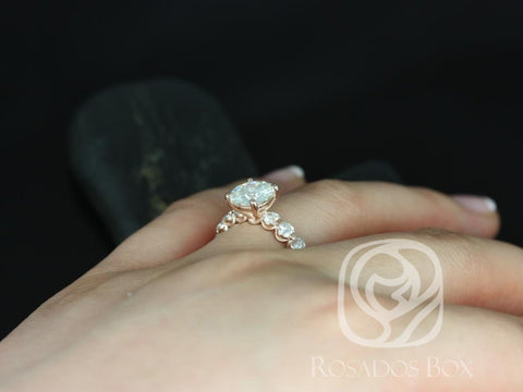 2ct SALE Ready to Ship Haylie 8mm Bridged 14kt Rose Gold Swooped FB Moissanite Round Solitaire Ring - Rosados Box