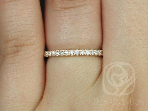 Ready to Ship 14kt Rose Gold Matching Band to Barra/Samina 9mm or 10mm Pave Diamond HALFWAY Eternity Ring - Rosados Box